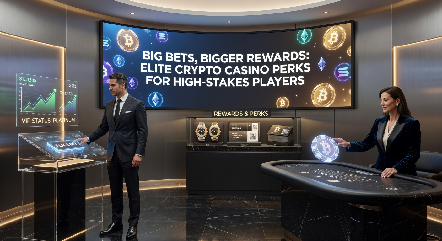 VIP-Lounge in einem Krypto-Casino mit High-Roller-Tischen, Krypto-Displays und luxuriösen Annehmlichkeiten