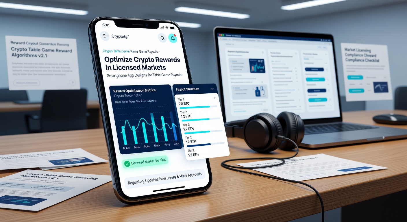 Darstellung von Krypto-Token-Belohnungen und App-Navigation für Tischspiele